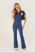 Twilight Tide Boot Cut Denim Jumpsuit