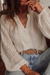 White V-Neck Long Sleeve Button Up Lace Shirt