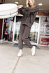 CHUNKY SWEATER CARDIGAN TOP AND JOGGER SET