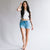 Cali Distressed Button Fly Girlfriend Shorts // Light Wash