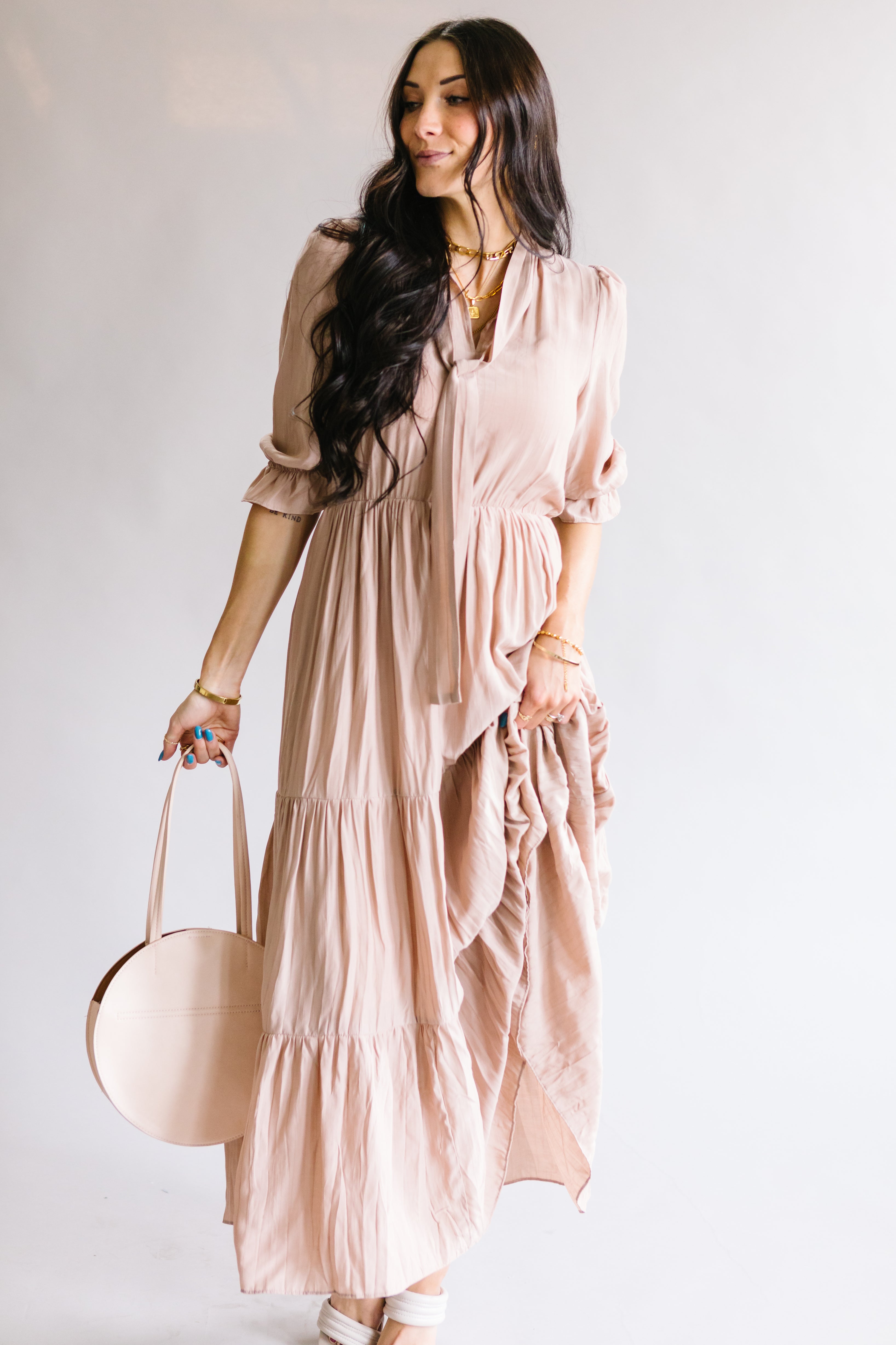 Evermore 3/4 Sleeve Tiered Maxi Dress 3X 20-24 / Sage Evermore 3/4 Sleeve Tiered Maxi Dress 3X 20-24 / Sage