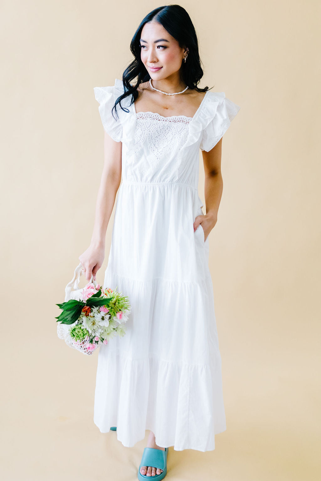 Kensington Lace Detail Maxi in Ivory Large 8-12 Kensington Lace Detail Maxi in Ivory Large 8-12