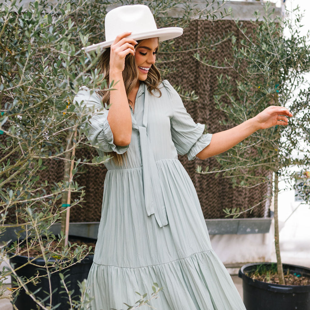 Evermore 3/4 Sleeve Tiered Maxi Dress 3X 20-24 / Sage Evermore 3/4 Sleeve Tiered Maxi Dress 3X 20-24 / Sage