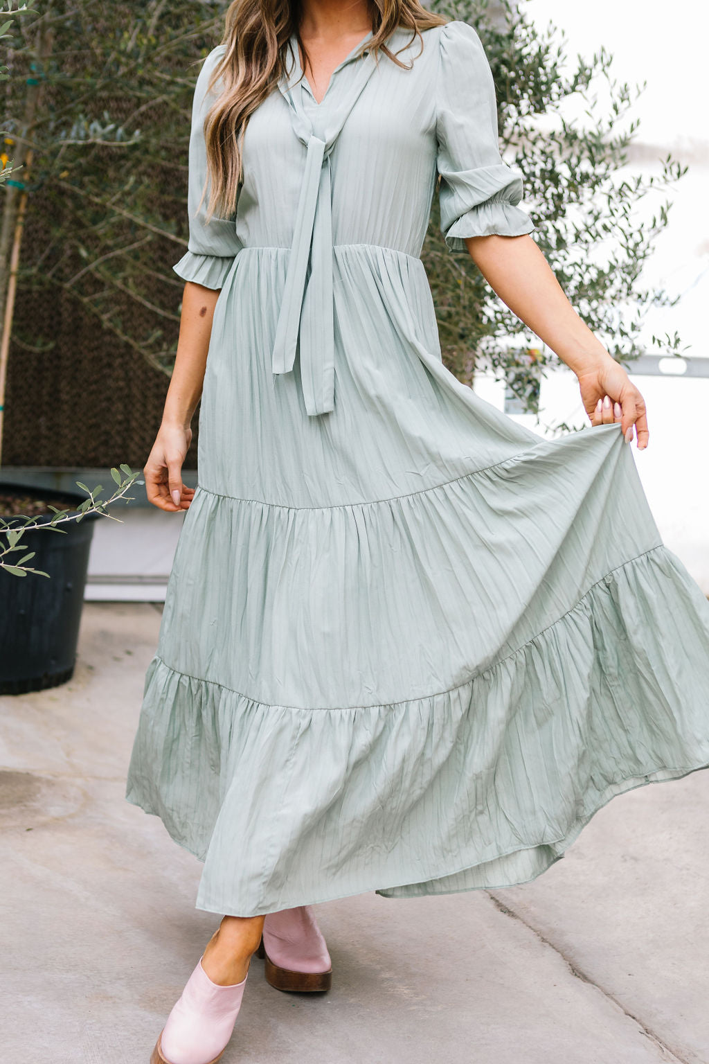 Three quarter length sleeve maxi dress Clearance