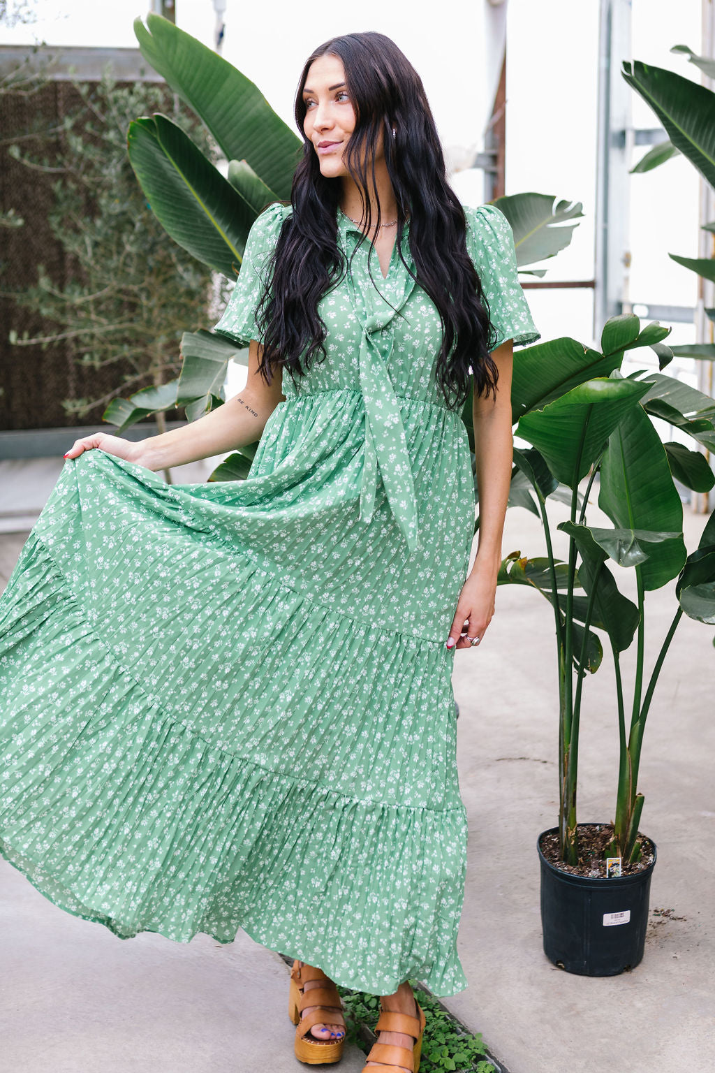 green flower maxi dress JULIANNA DRESS